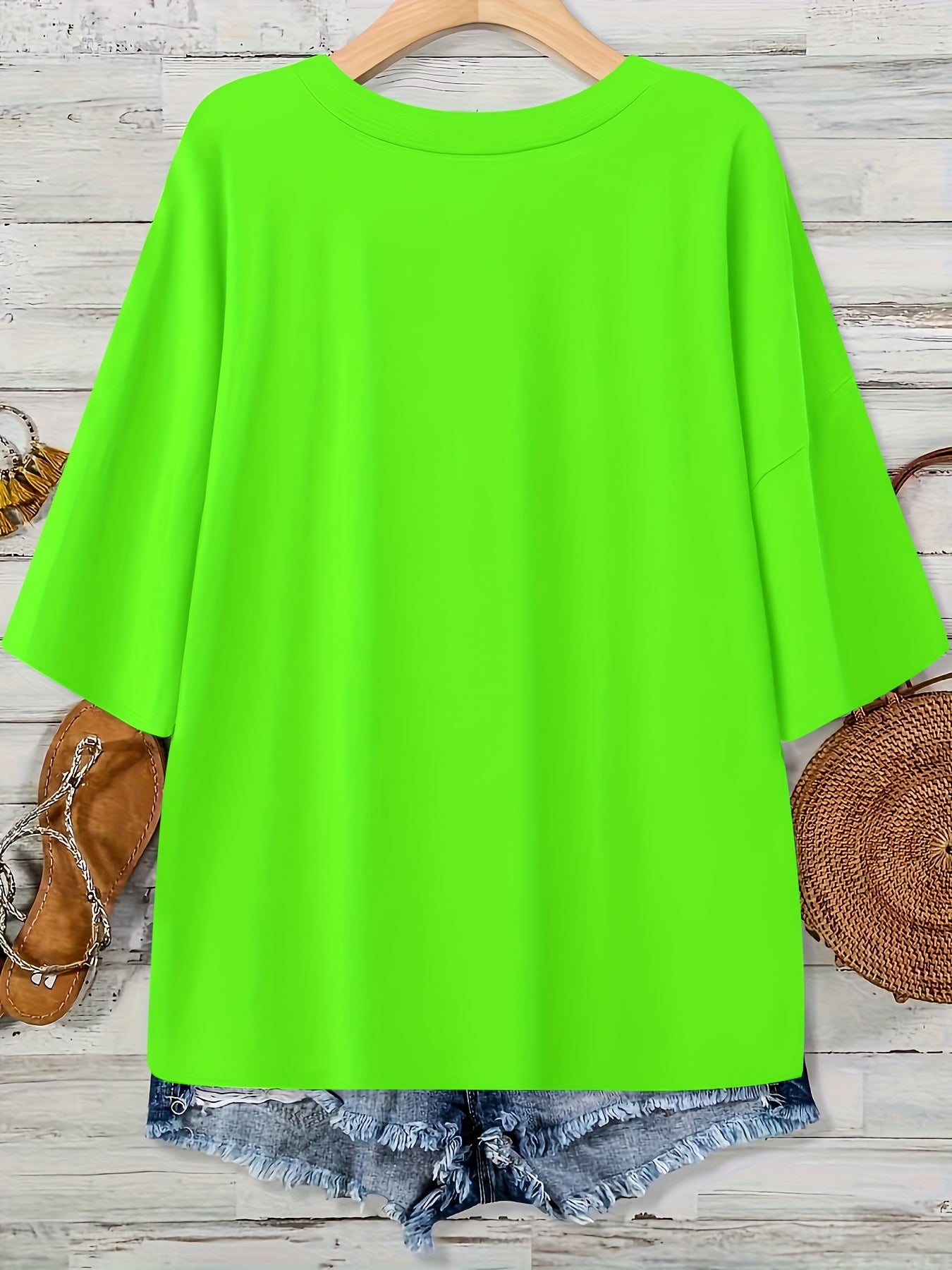 Women's Plus Size V-Neck Loose Top with Pockets Black Casual Summer Blouse