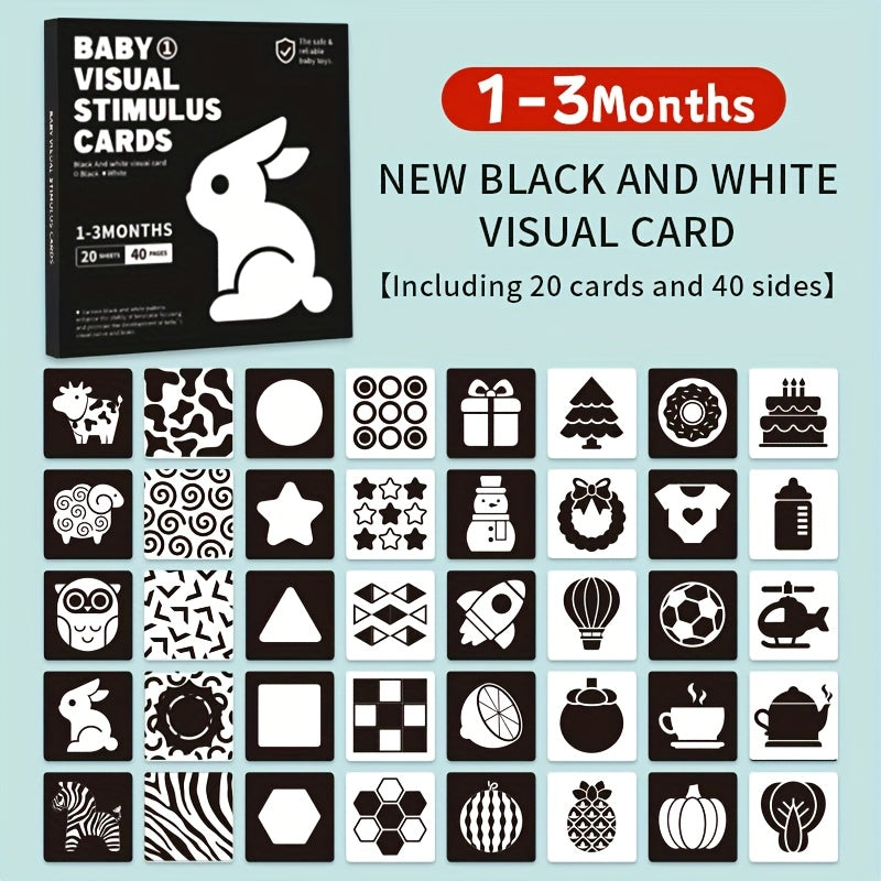 Baby Visual Stimulation Cards for Brain Development Black and White Red 40 Pages