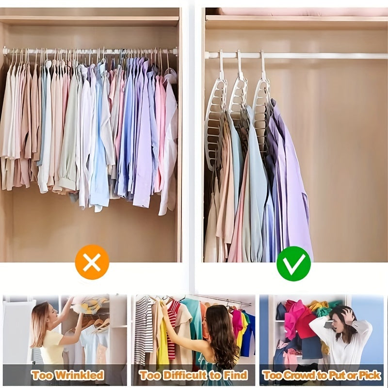 Pack de 2 perchas de plástico blancas para ropa y suéteres, organizador de armario que ahorra espacio
