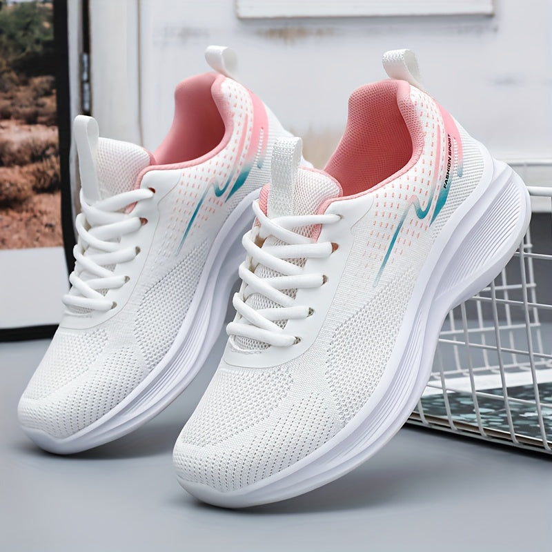 Women's Breathable Knit Sneakers Casual Lace Up Outdoor Shoes Lightweight Low Top Sports