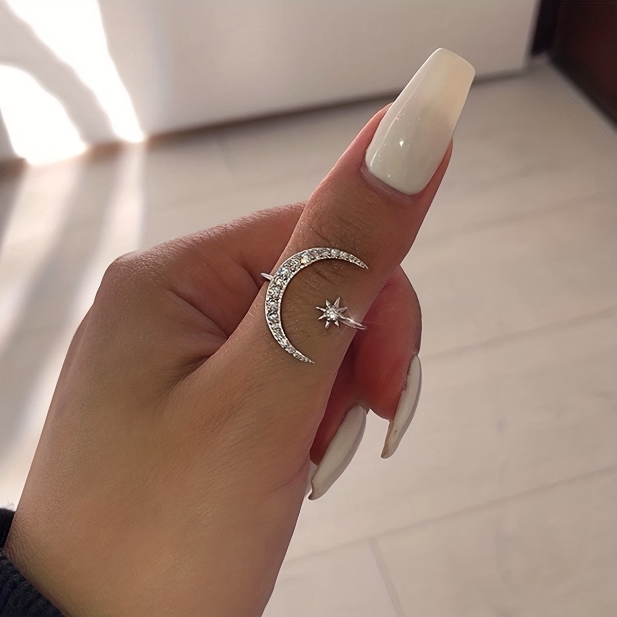 Women’s Zinc Alloy Crescent Shape Ring for Eid Ramadan Gift