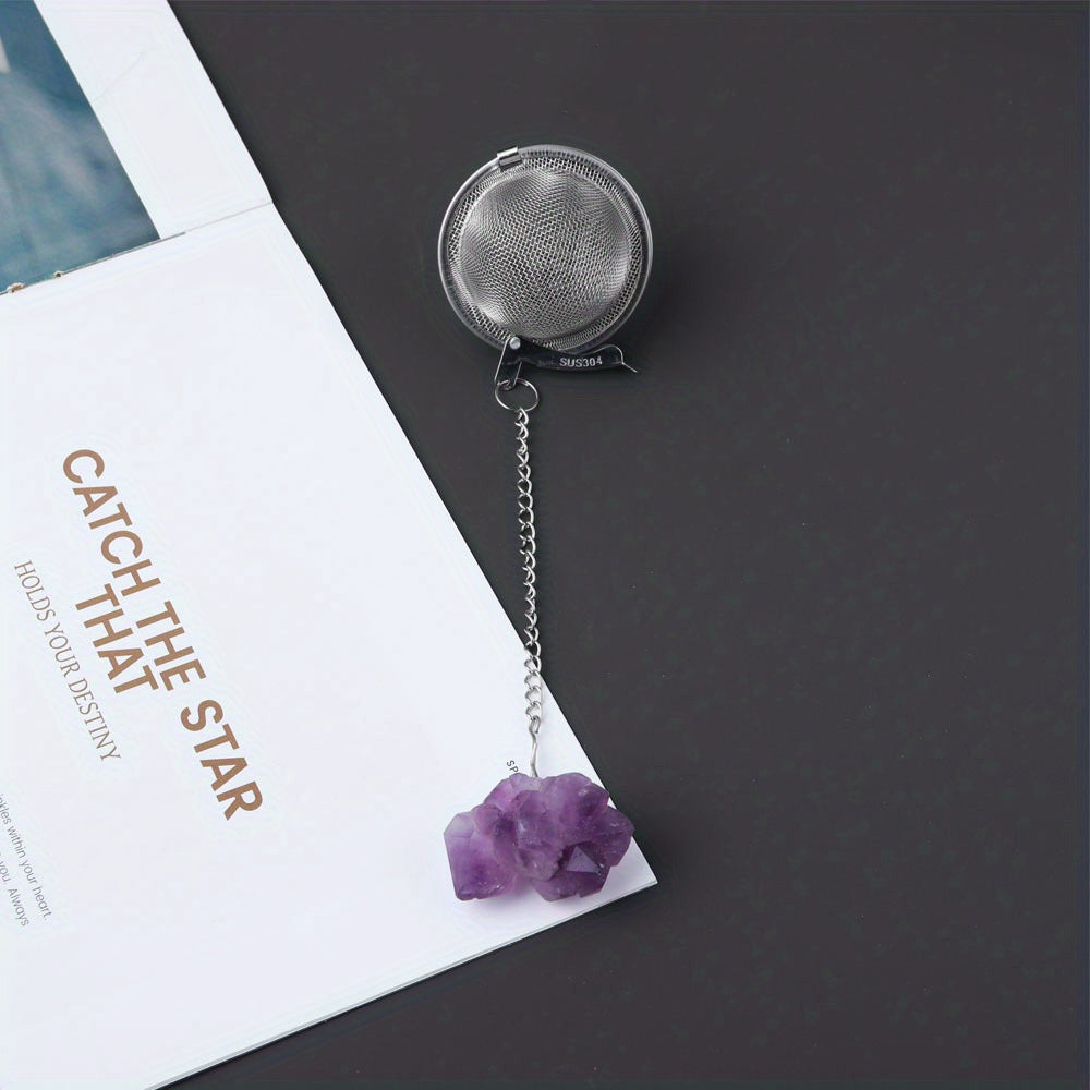 Stainless Steel Tea Filter Maker with Natural Crystal Stone