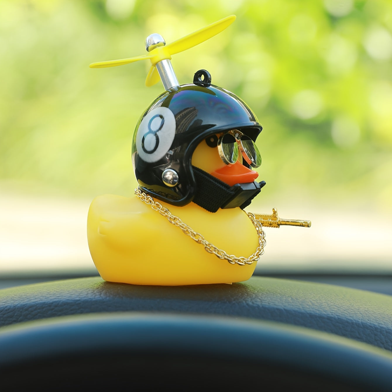 Duck Car Dashboard Ornament PVC Metal Gun Sunglasses Car Interior Decor Gift