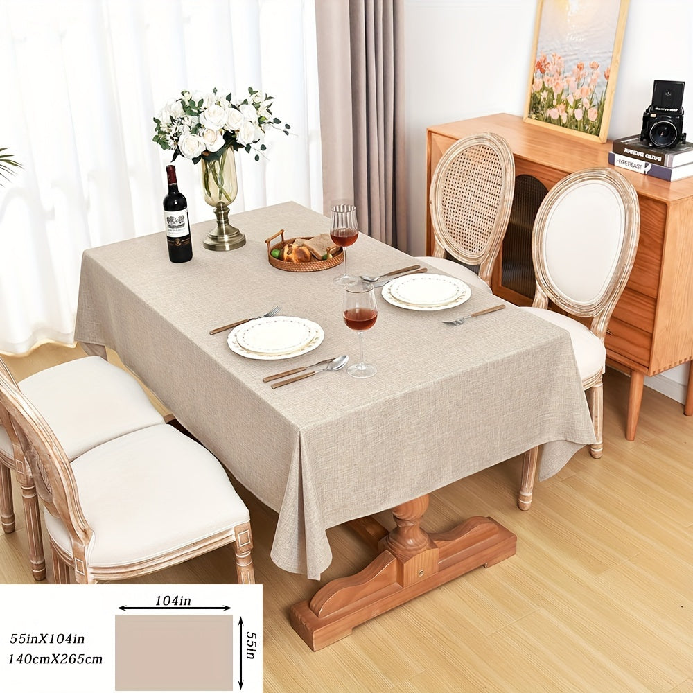Beige Waterproof Polyester Tablecloth for Weddings Parties and Home Dining