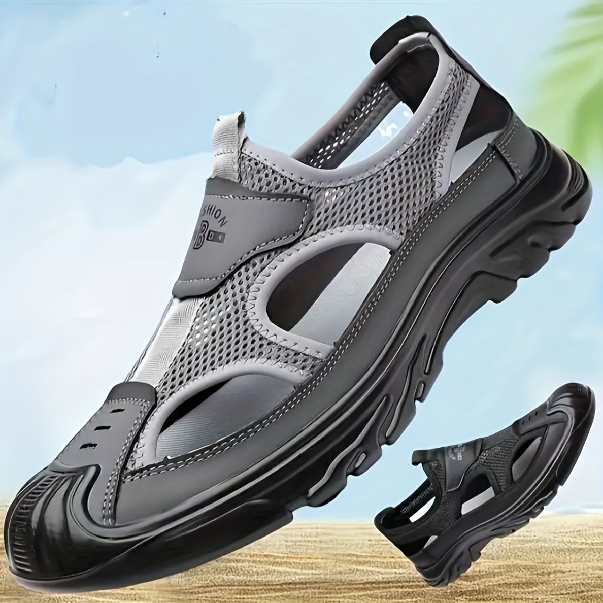 Sandalias de verano transpirables con orificios para hombre, ligeras y antideslizantes, zapatos de playa