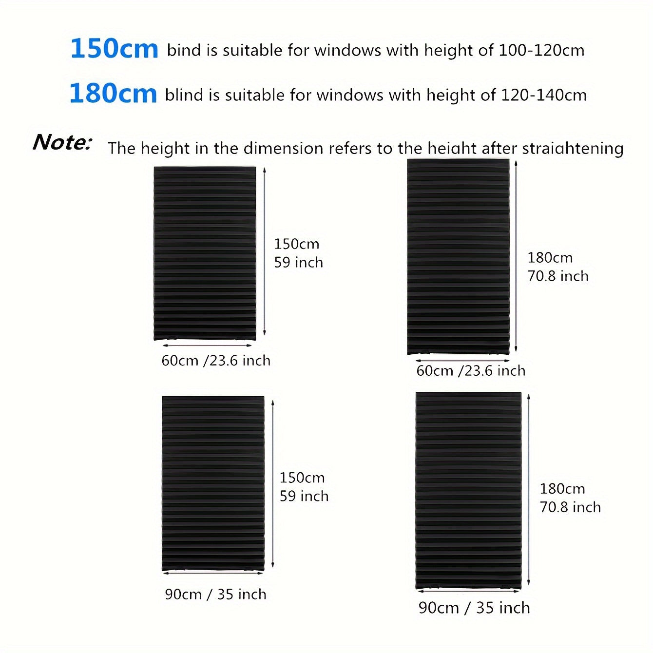 Persianas plisadas blackout sin cordón para control de luz y privacidad para dormitorio, sala de estar, cocina y baño