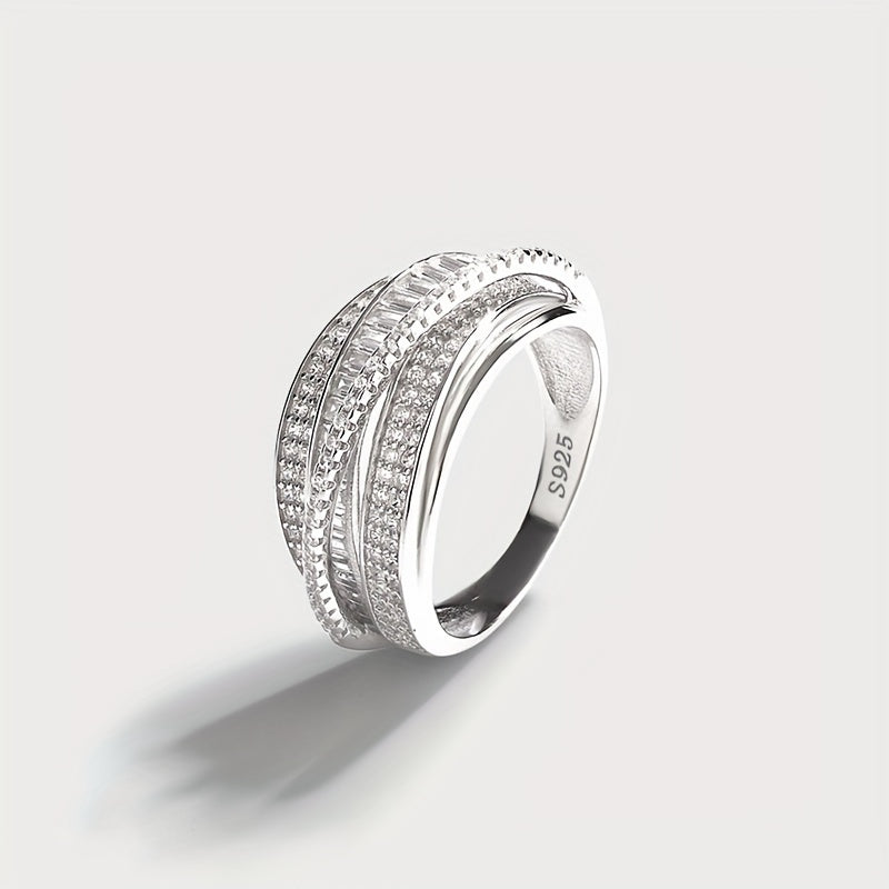 Zamonaviy va nozik Sterling Silver to'y halqalar to'plami, sintetik dekabr tug'ilgan tosh kubik zirkoni bilan - kumush qoplamada geometrik baguette halqa, har kuni kiyish va bayramlar uchun ideal, ajoyib 14-fevral sovg'asi - jinsga oid emas.