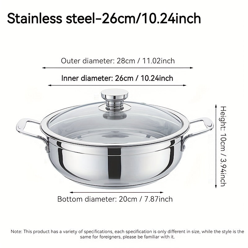 Olla de sopa de acero inoxidable 304 con construcción gruesa y base de ahorro de energía