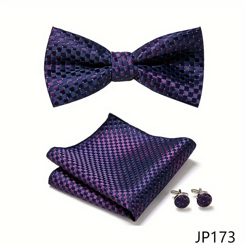 Men's Blue Polyester Tie and Pocket Square Set Floral Pattern for Formal Events