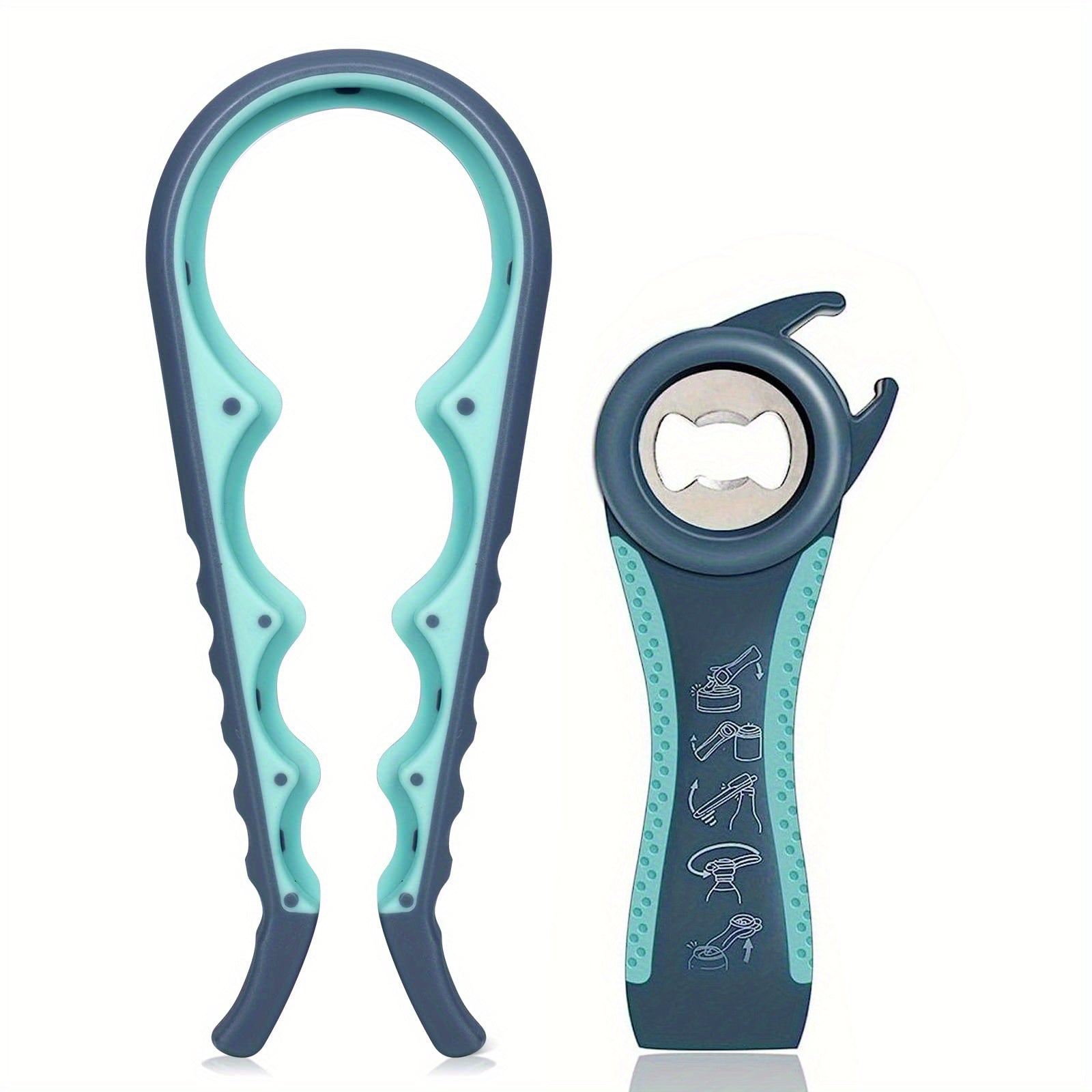 Multifunctional 5-in-1 Jar Bottle Can Opener Set Rubber Grip Kitchen Tool