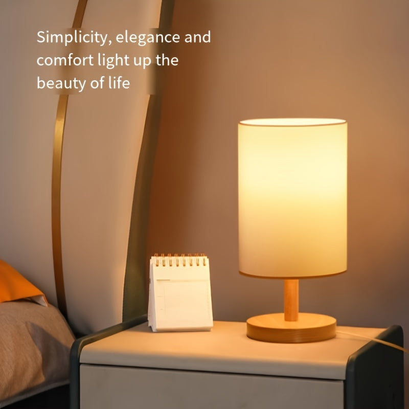 Solid Wood Table Lamp with LED Light for Bedroom and Study Room Decor