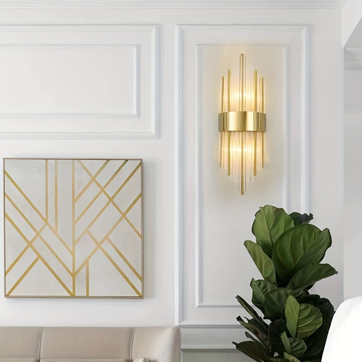 Crystal Wall Lamp for Bedroom or Living Room Nordic Style Flush Mount No Wires