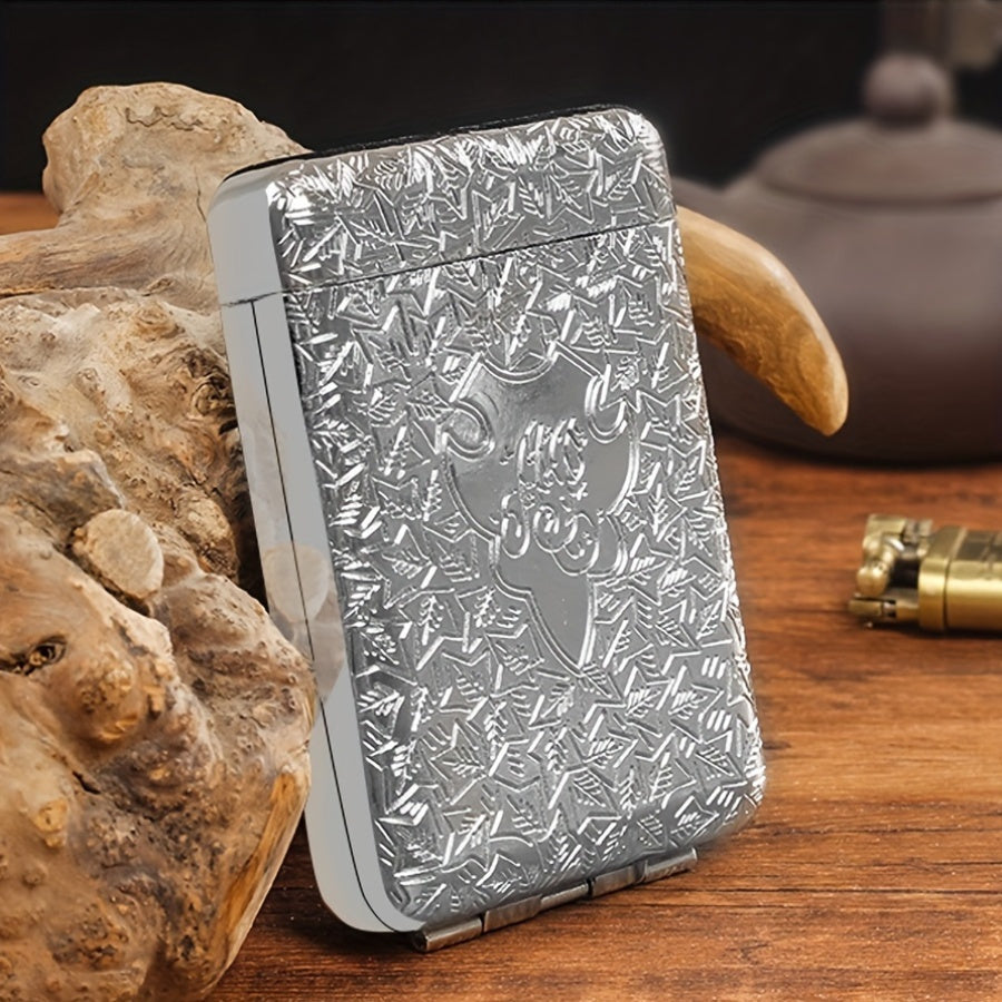Metal Retro Cigarette Case 16-Pack Engraved Portable Slim Vintage Smoking Tool