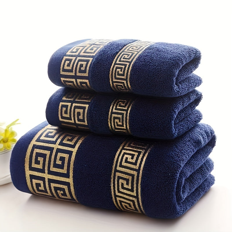 Set of 3 Cotton Towels Greek Style Bath Hand Beach Home Travel Christmas Gift