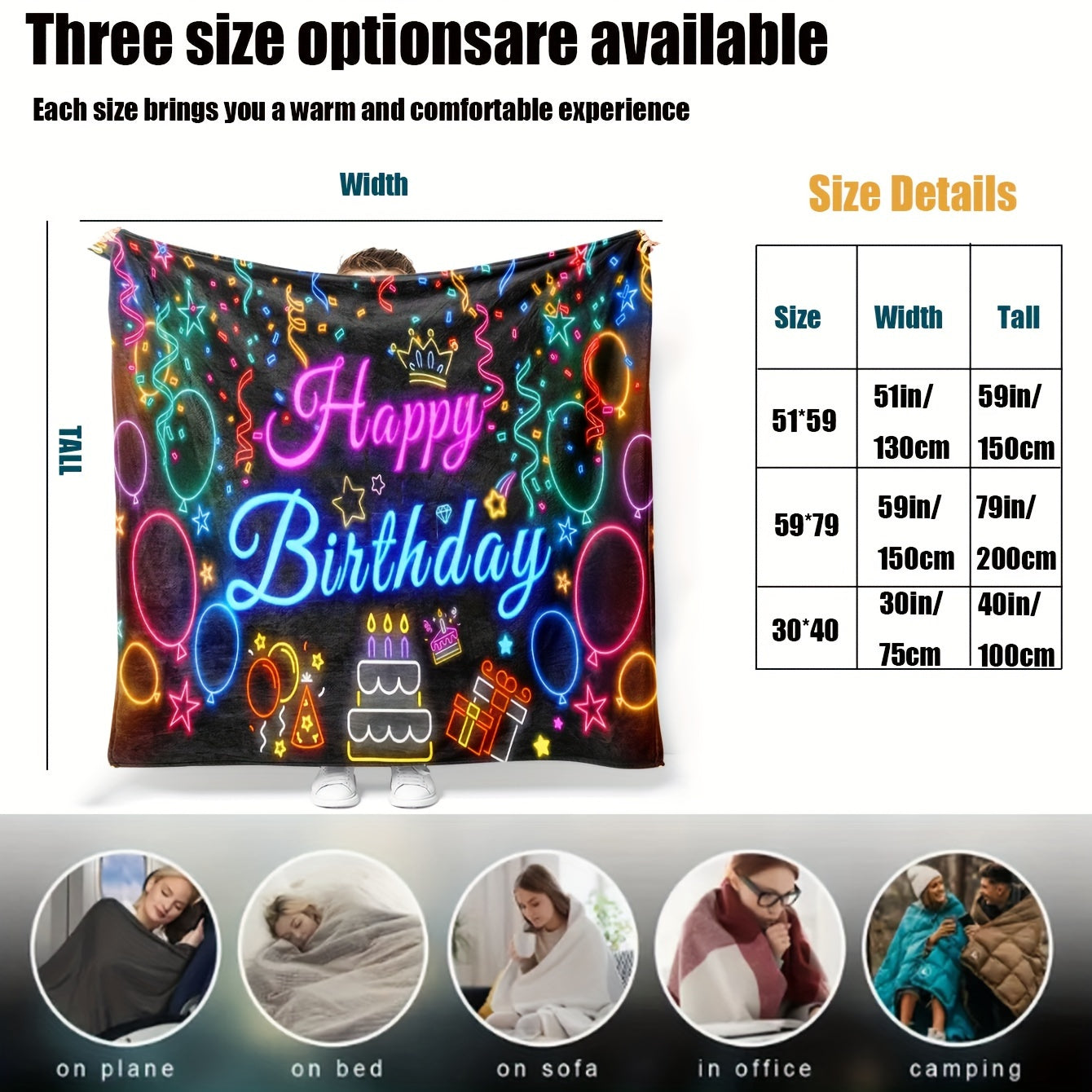 Flannel Throw Blanket for Couch Bed or Travel Digital Knitted Print Lightweight All-Season Warmth