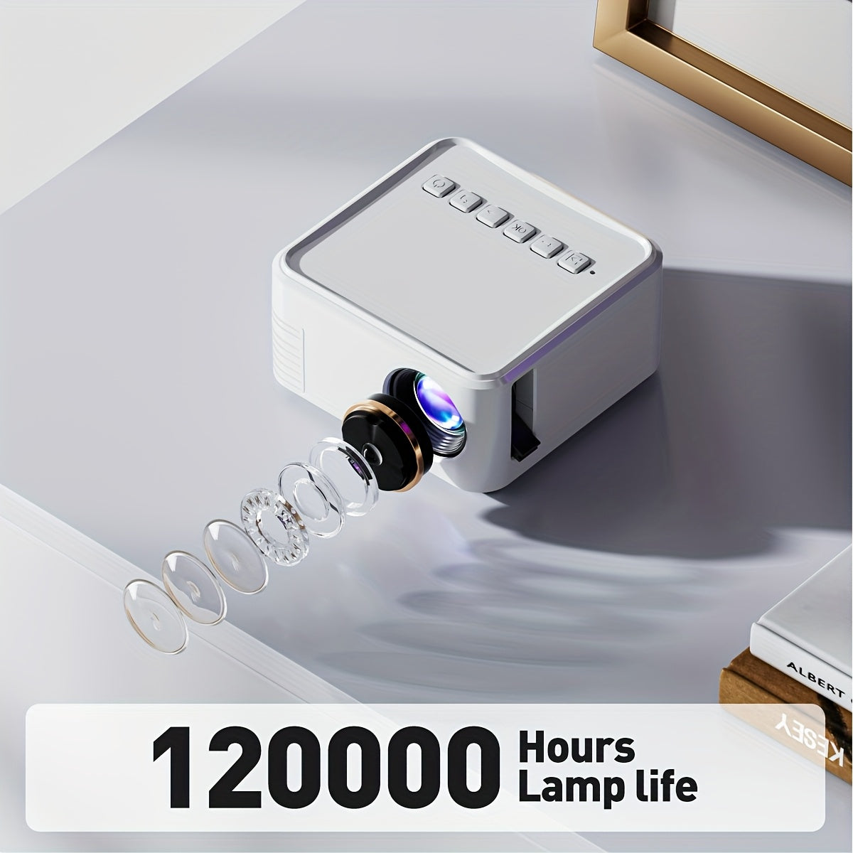 Uy kinoteatri uchun portativ aqlli HD proyektor, 1080P qo'llab-quvvatlash, sozlanadigan 180° proektsiya