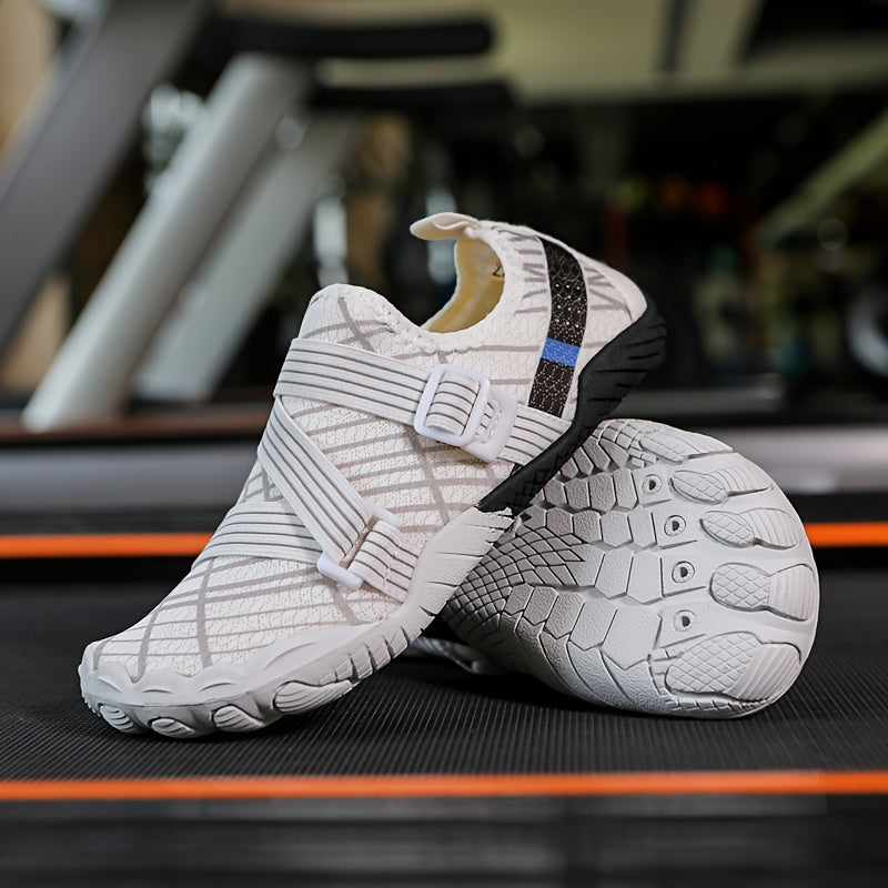 Havo o'tkazuvchi to'qilgan slip-on sport poyabzali erkaklar va ayollar uchun, sirpanishga qarshi rezina taglik, barcha mavsumlar uchun fitnes poyabzali