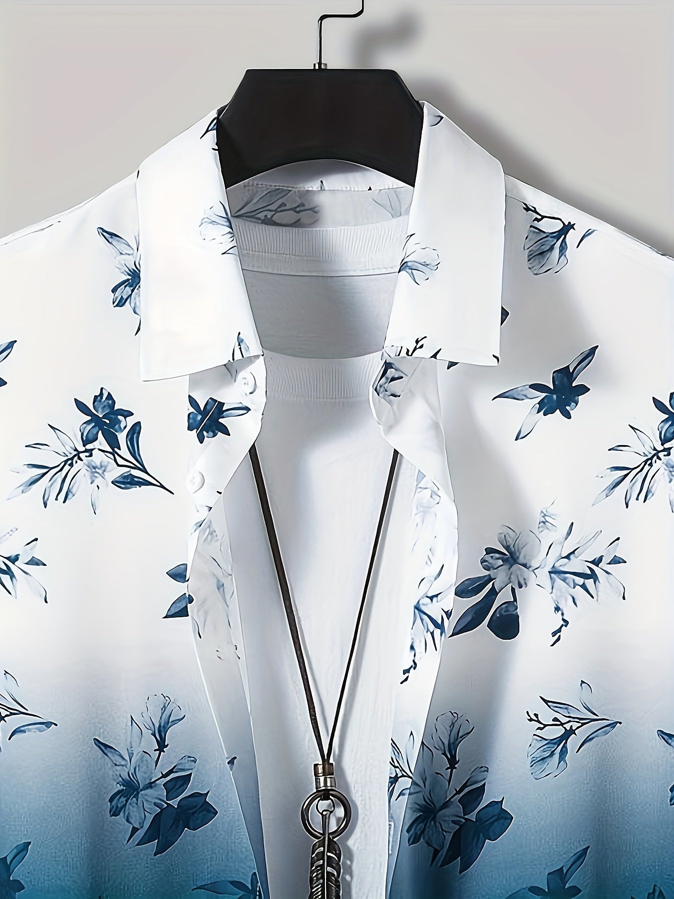 Men's Casual Shirt with Geometric Print Polyester Regular Fit