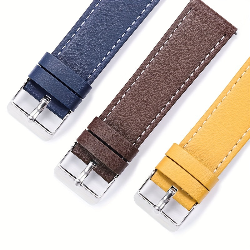 Stylish 22mm PU Leather Watch Band for Smartwatches with Quick-Release Design