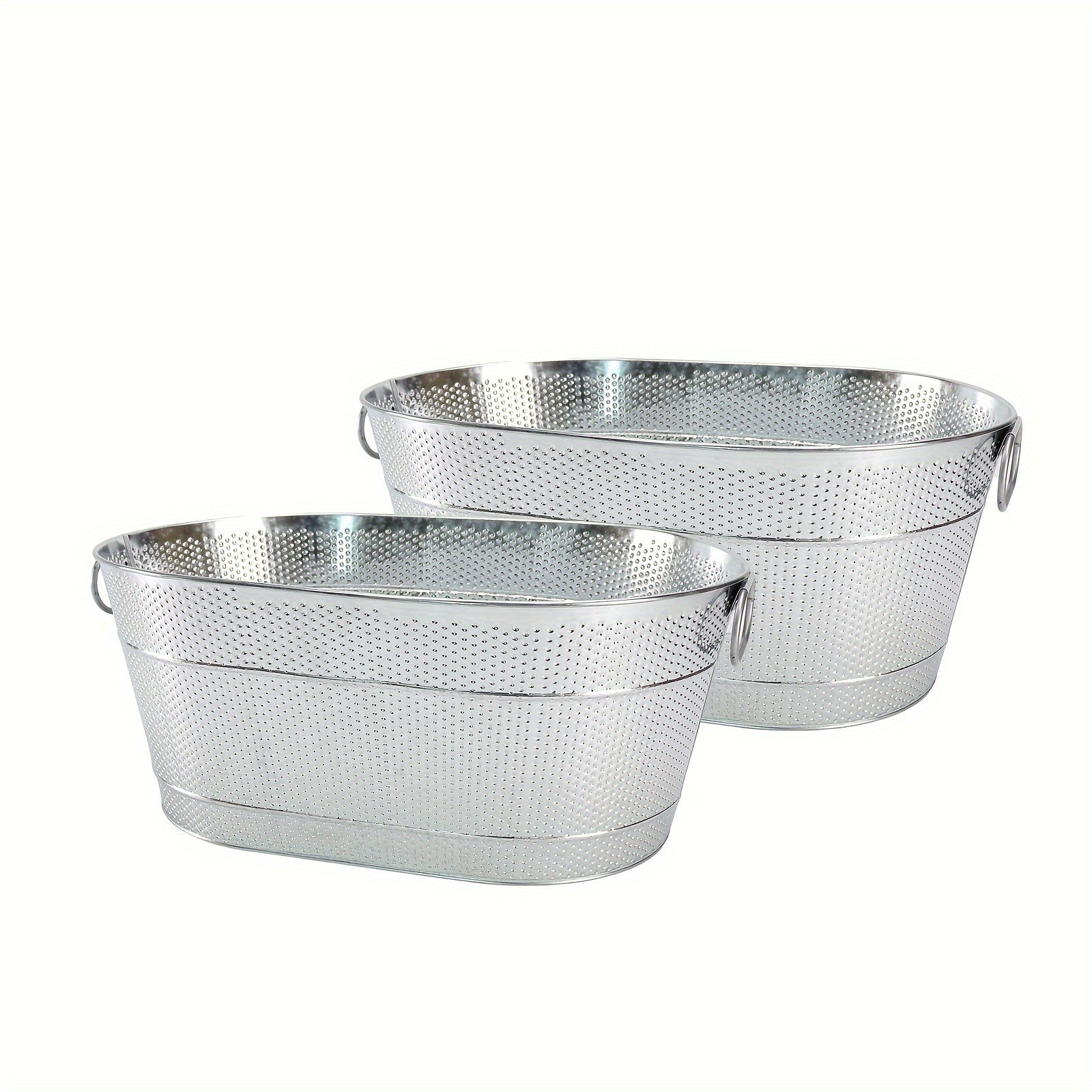 Duo Metal Beverage Tubs 11L Stainless Steel Ice Buckets with Handles for Parties