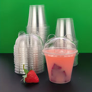 50 Transparent Plastic Cups with Lids 9oz to 10oz for Parties and Cold Drinks