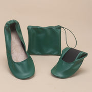 Women's Pink Green PU Flat Dance Shoes, Soft, Lightweight, Portable