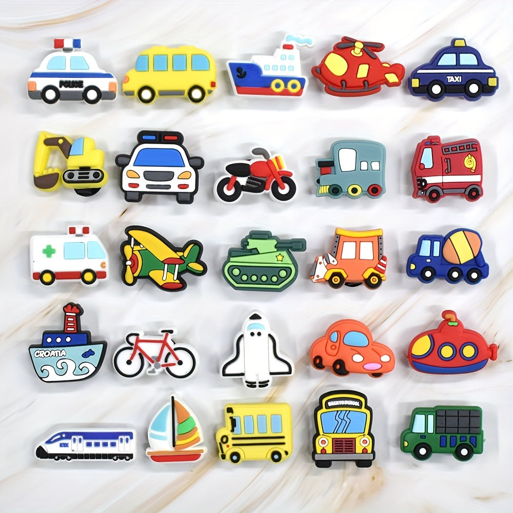 Unisex PVC Shoe Charms Pack of 7-25 Vehicle Boat Airplane Bike Decorations