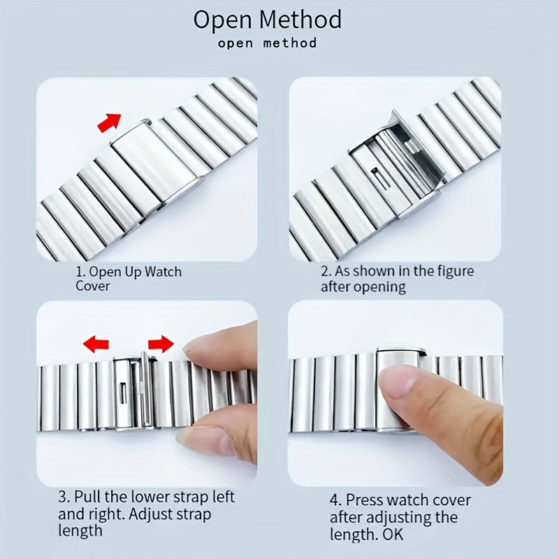 Stainless Steel Smartwatch Band for Apple Watch Series 4-8 Magnet Clasp Adjustable Sizes