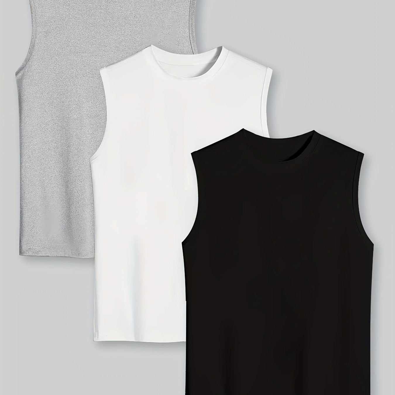 Adult Crew Neck Vest with Collar in Solid Colors Polyester Knit