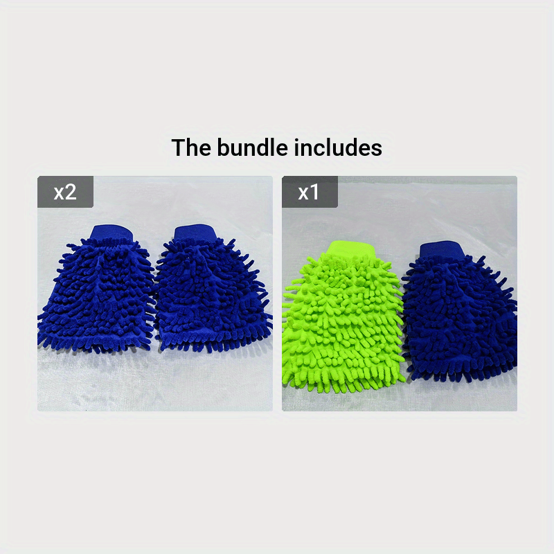 2-Pack Microfiber Car Wash Mitts Double-Sided Soft Cleaning Gloves
