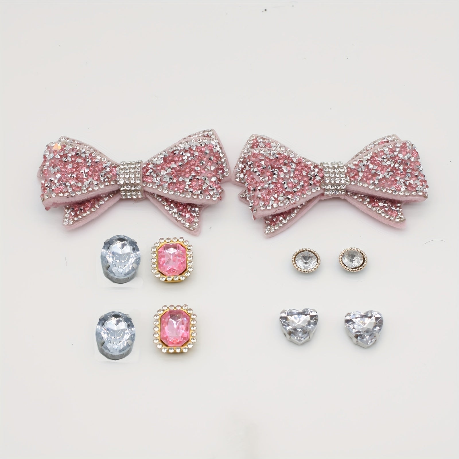 Women Shoe Charms Set With Rhinestone Bows, ABS Material Shoe Decorations
