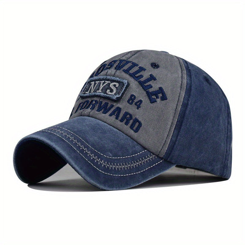 Men's Outdoor Peaked Cap with Distressed Cotton and Letter Embroidery