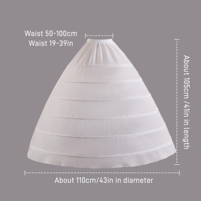 6-Hoop Wedding Dress Petticoat No Tulle Hand Washable Polyester Formal Wear