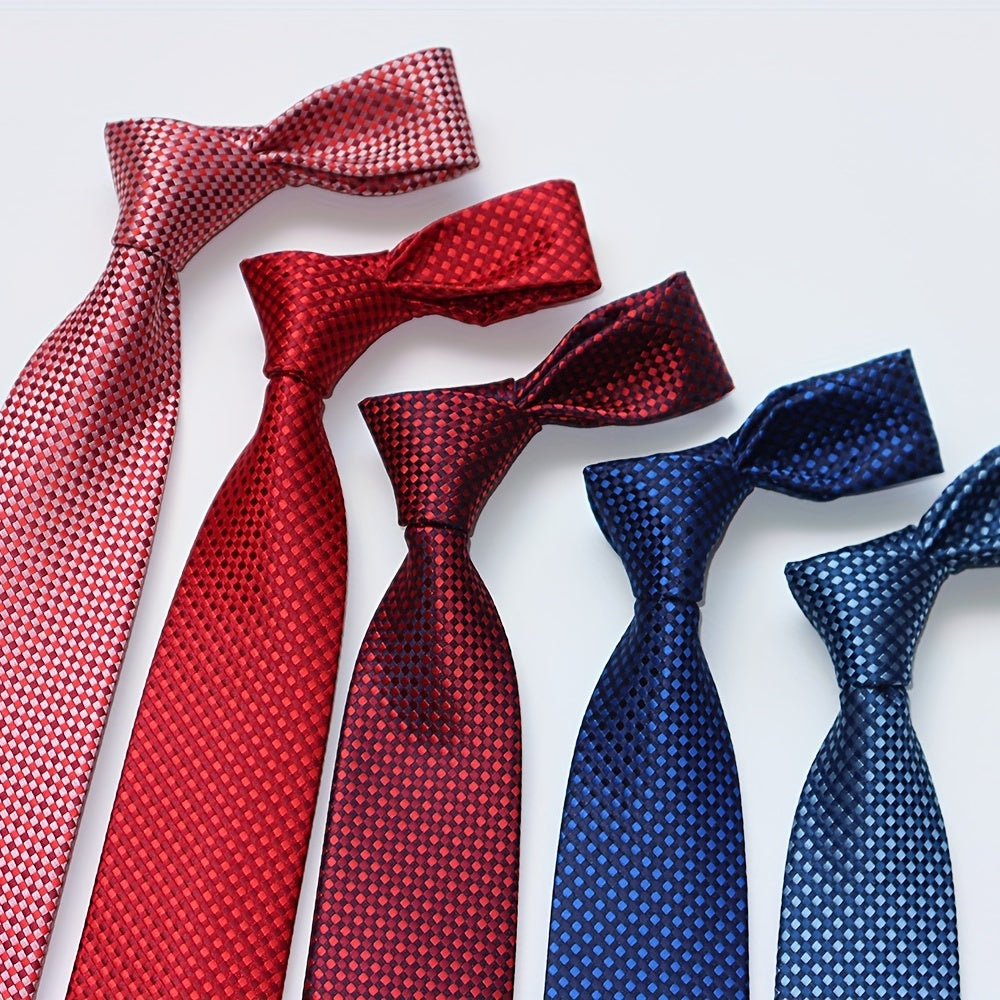 Men's Checkered Jacquard Neck Tie 3.15 Inch Multicolor Business Casual Gift