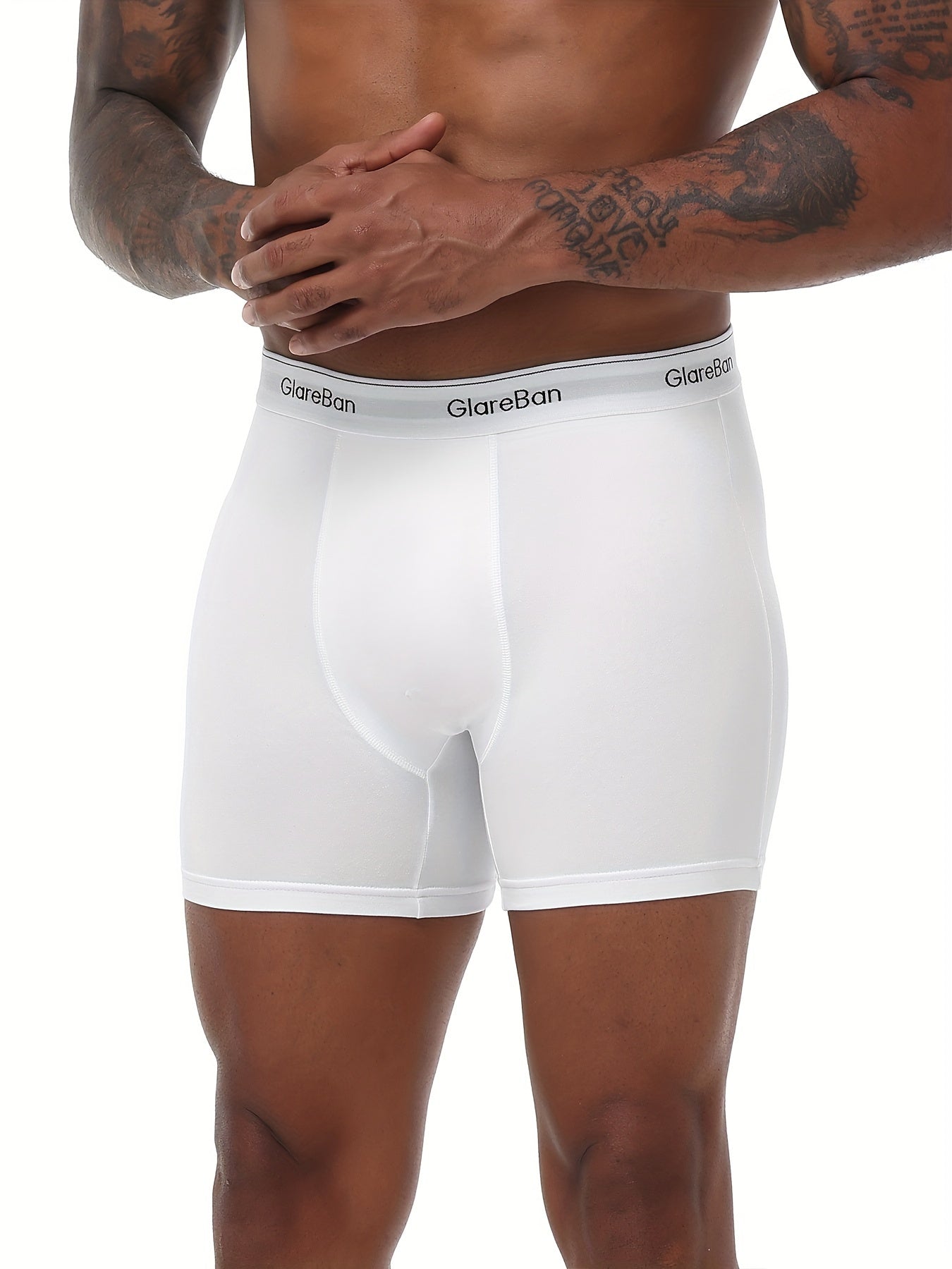 Men's White Boxer Briefs 5-Pack Polyester Elastane Breathable Comfortable