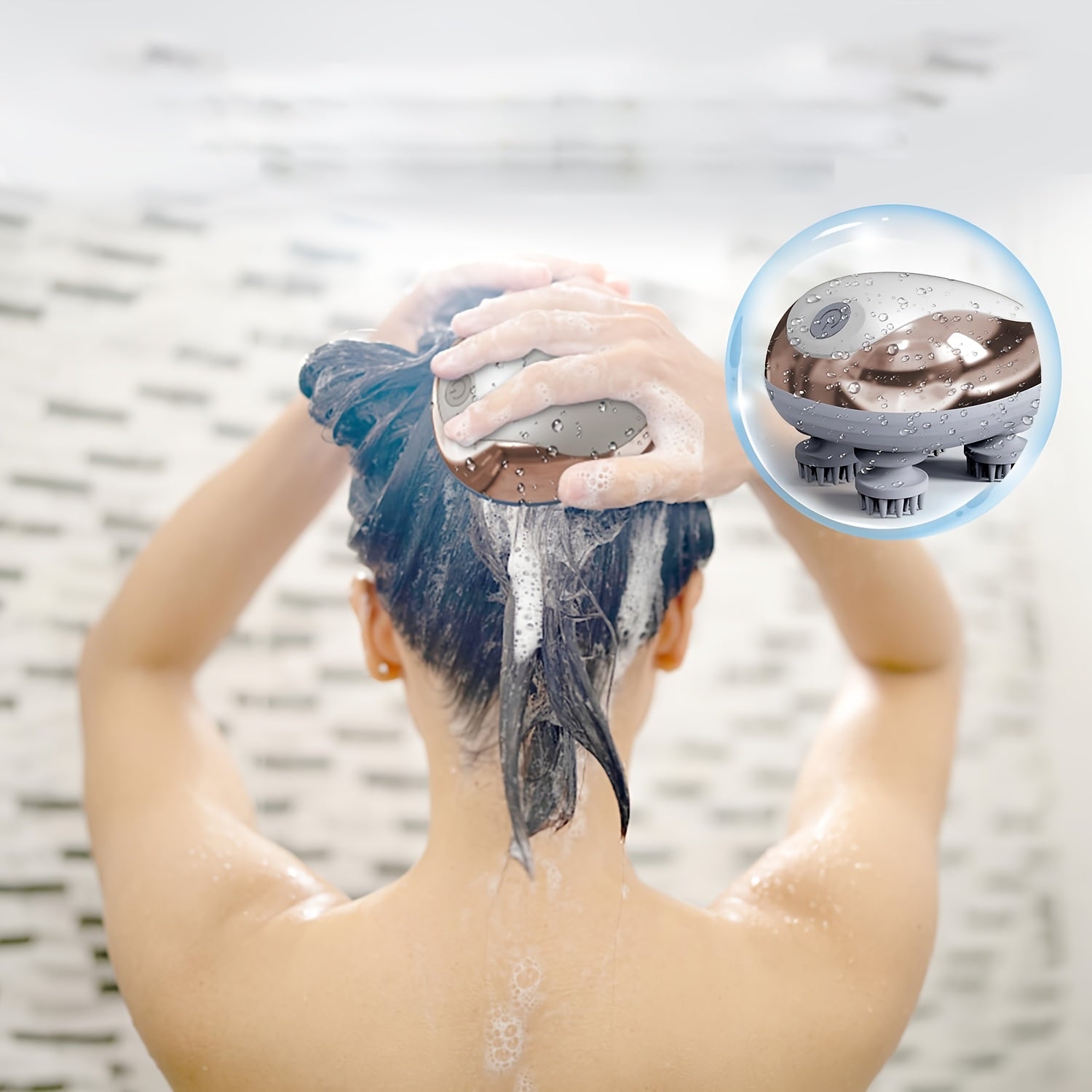 Electric Handheld Scalp Massager with 4 Claws USB Rechargeable Portable for Human and Pet Hair