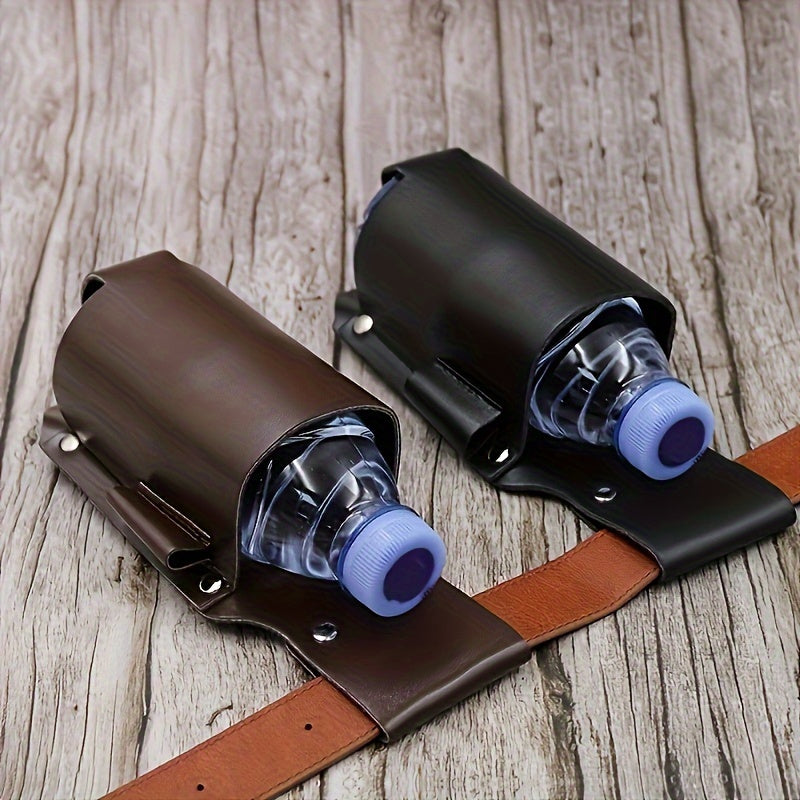 Men's Faux Leather Beer Holster for 12 oz Cans Adjustable Waist Pack for Outdoor and Travel