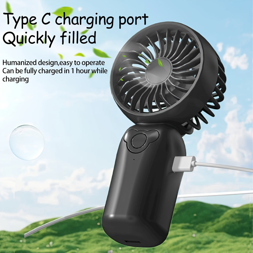 Silent Mini USB Fan Rechargeable Handheld Fan for Office Home Travel in Black Purple Beige