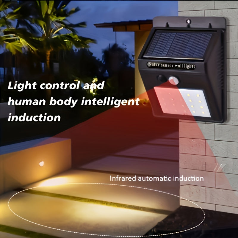 20 LED Solar Outdoor Light with Motion Sensor 3 Modes Wall Fence Garden Garage