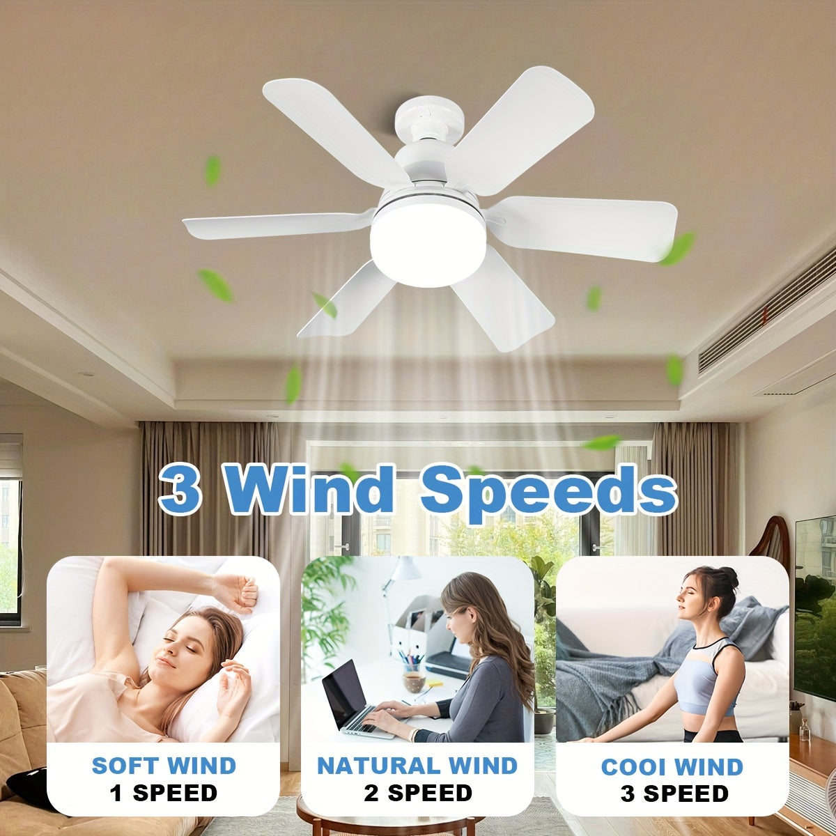 White Square Leaf Ceiling Fan Light with Remote Control Adjustable LED Indoor