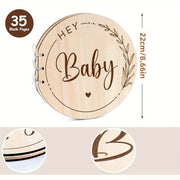 Wooden Baby Shower Guest Book Alternative Keepsake with 35 Blank Pages for Memories and Wishes