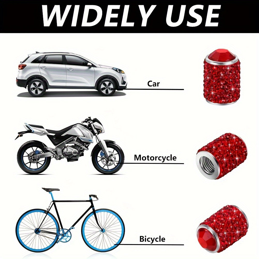 4 шт. хрустальных колпачков для вентилей шин универсальные для автомобилей, внедорожников, мотоциклов, велосипедов, грузовиков