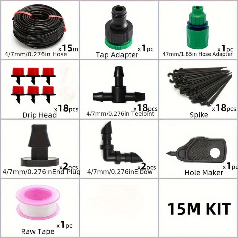 Adjustable PVC Micro Drip Irrigation System Kit for Garden Plant Watering 5-40m