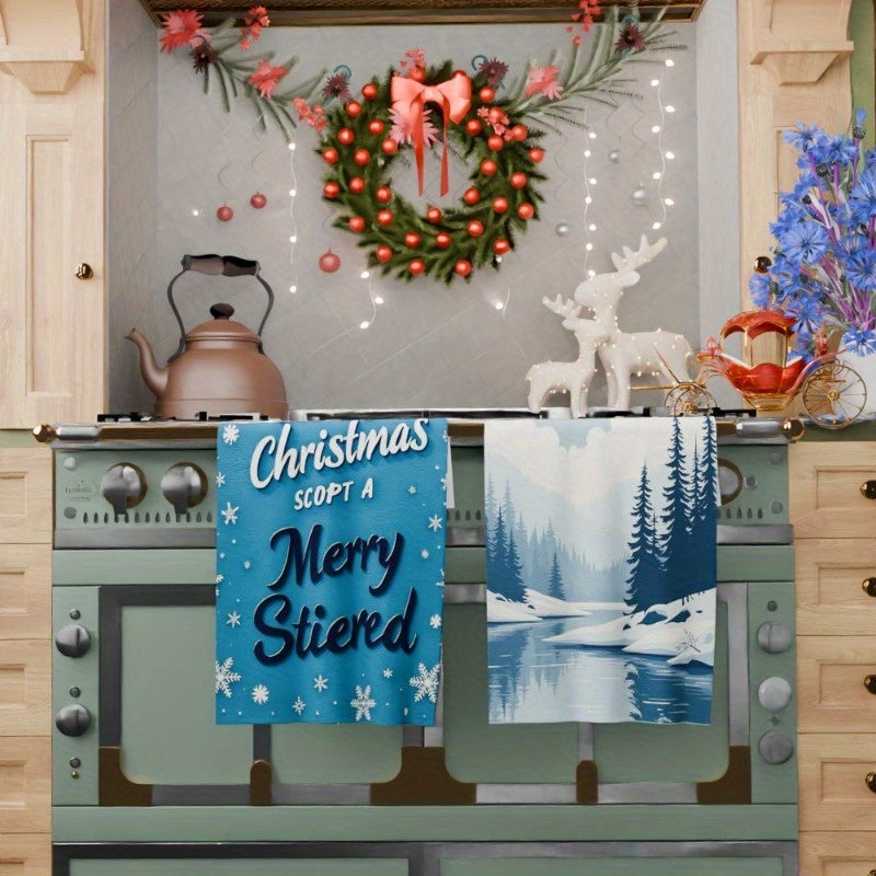 Kitchen Towels Set of 2, 18x66 cm, Christmas Winter Design