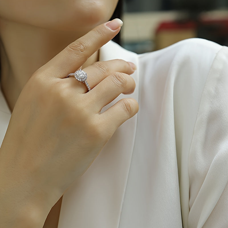 Ayollar uchun Sterling Silver Moissanite uzuk, taklif qilish, nikoh va yubiley sovgʻasi