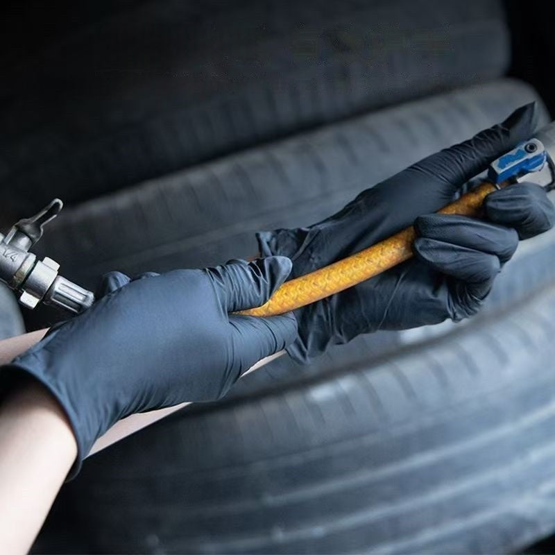 20 Black Nitrile Gloves Pack Waterproof Oil Resistant Food Prep Cleaning