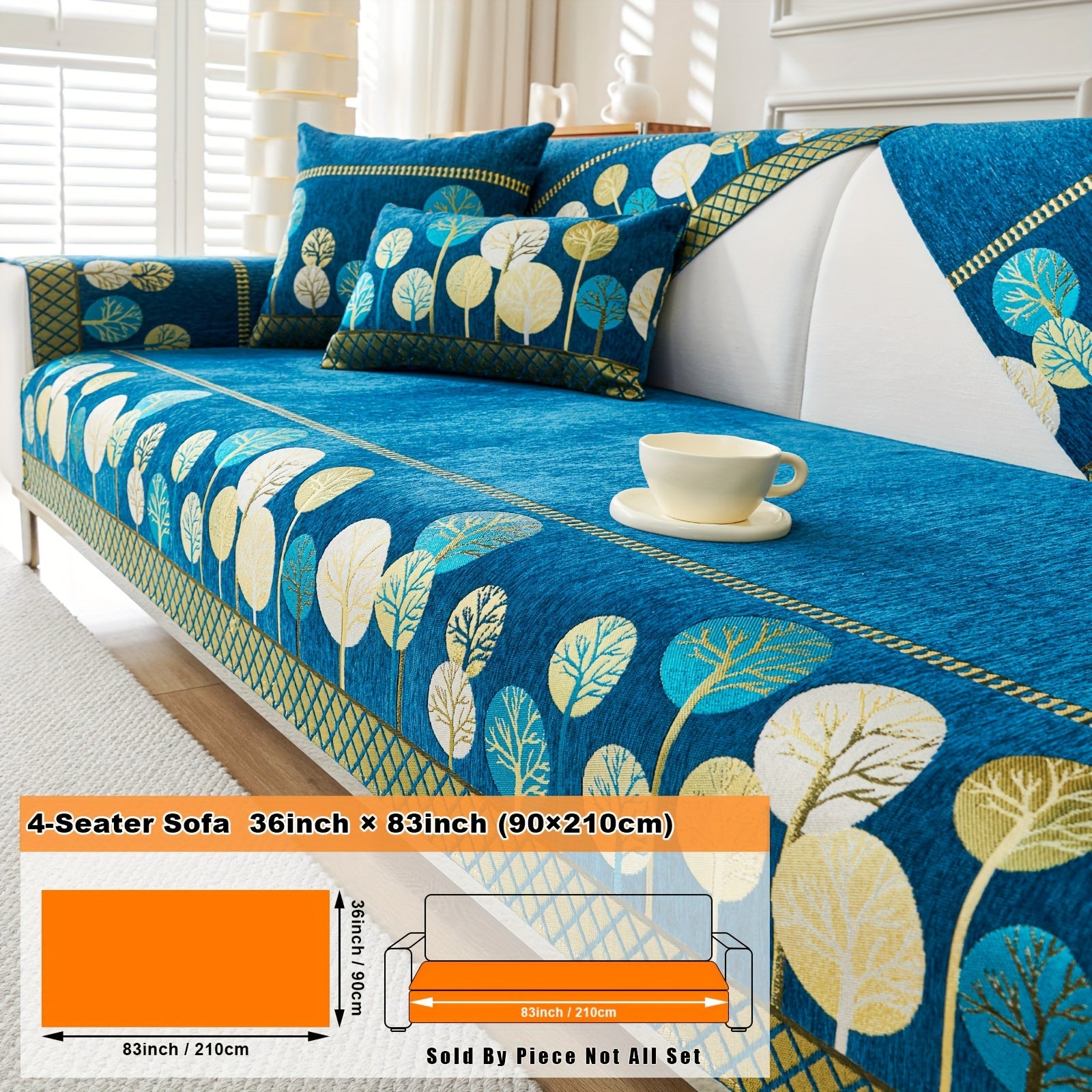 Bohemian Moonlit Trees Sofa Cover for Single to Quadruple Seaters Pet-Friendly Machine Washable Viscose