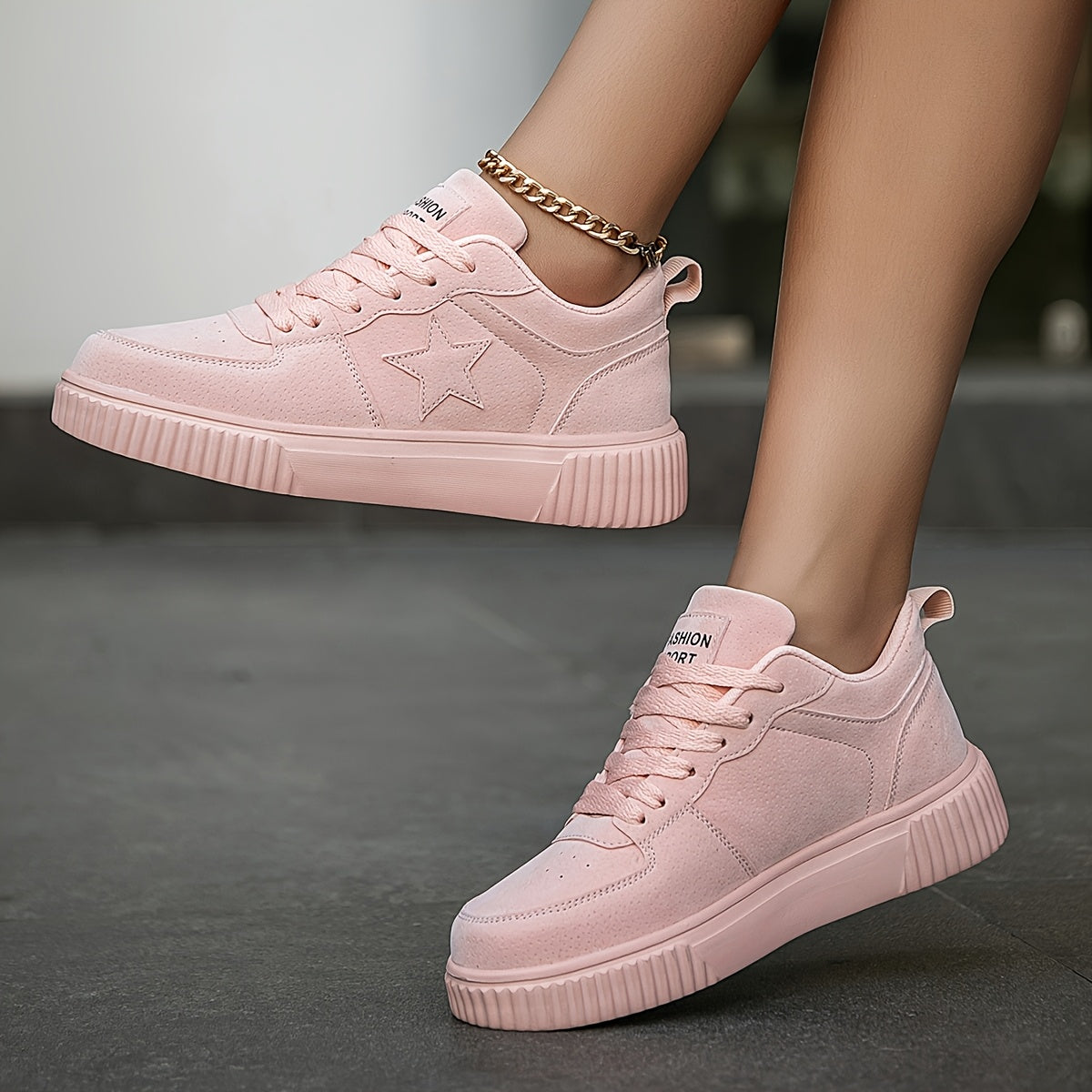Women's Purple Casual Sneakers with Star Embellishments and Cushioned Sole