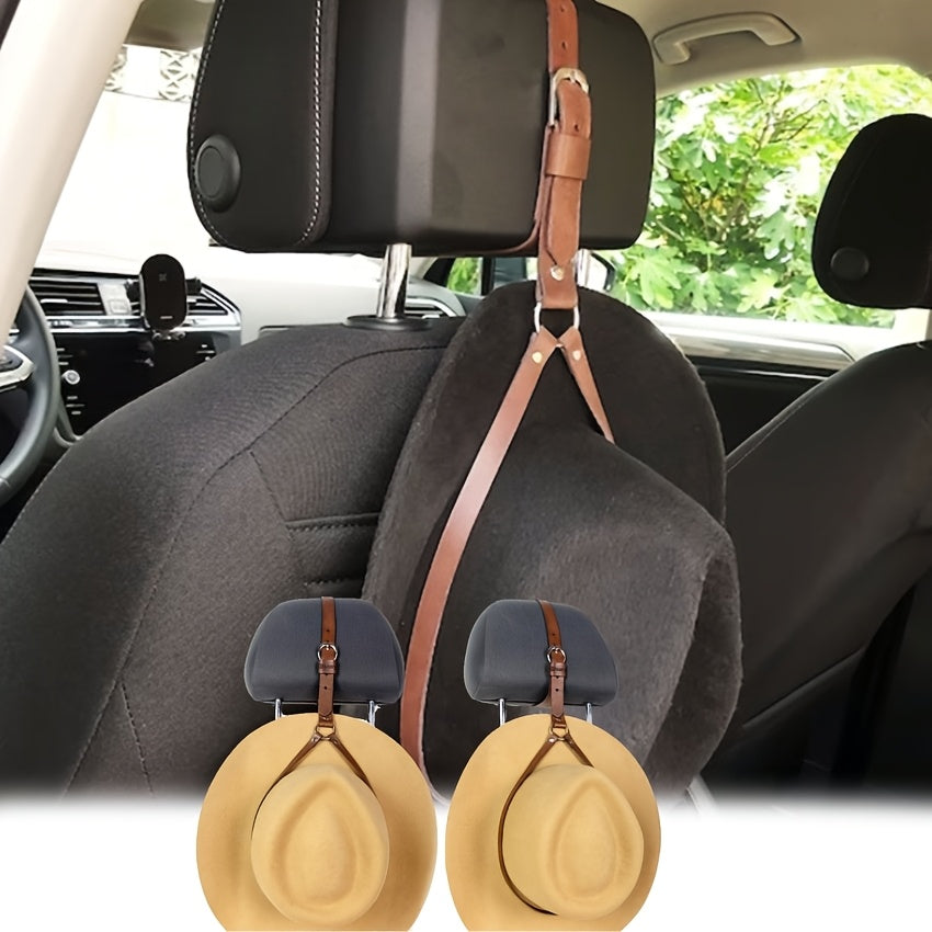 Faux Leather Car Hat Rack Seat Organizer Stylish Secure Easy Installation
