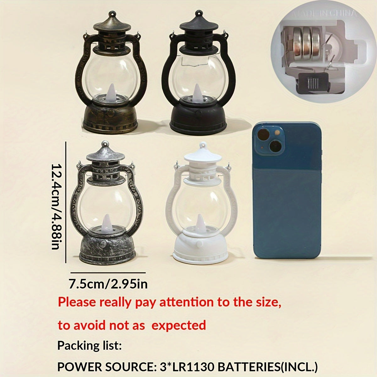 Mini LED Lantern with Battery Included for Decoration Bedroom Party Holiday Faux Candle Light